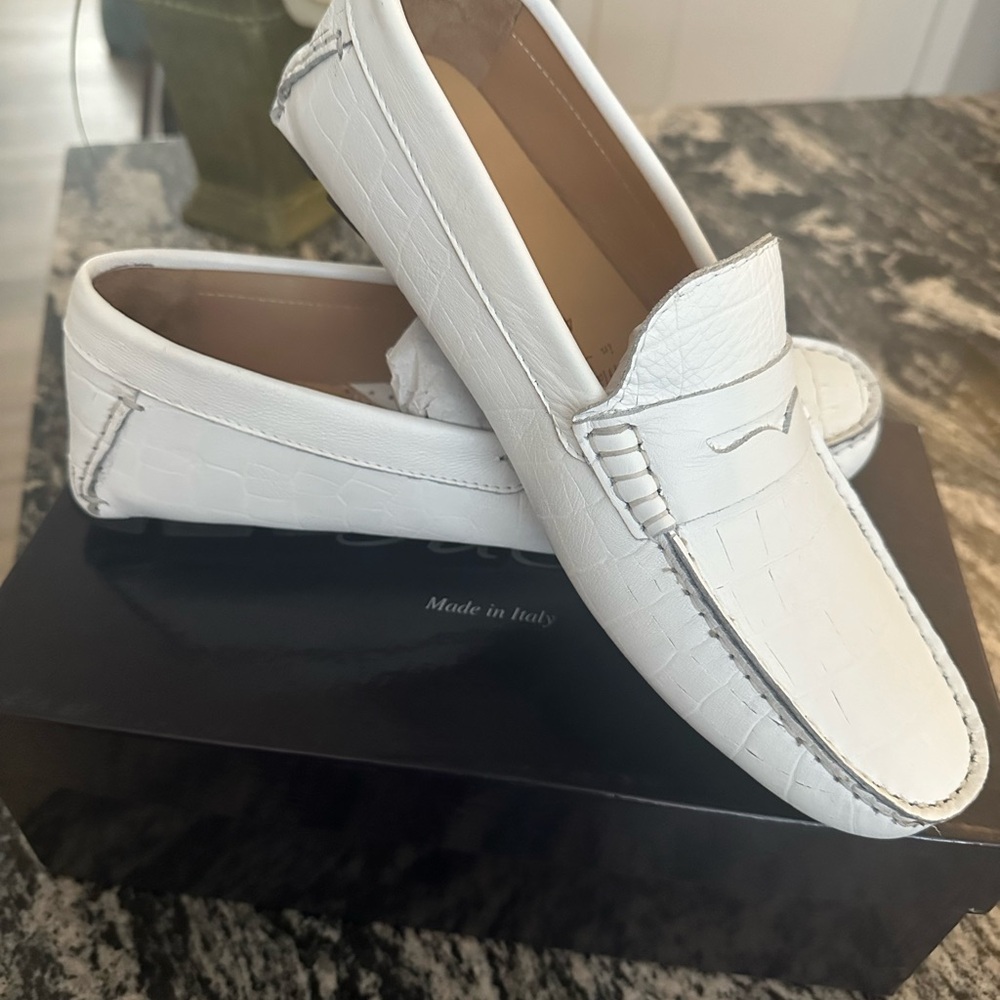 Sophisticated White Leather Loafers
